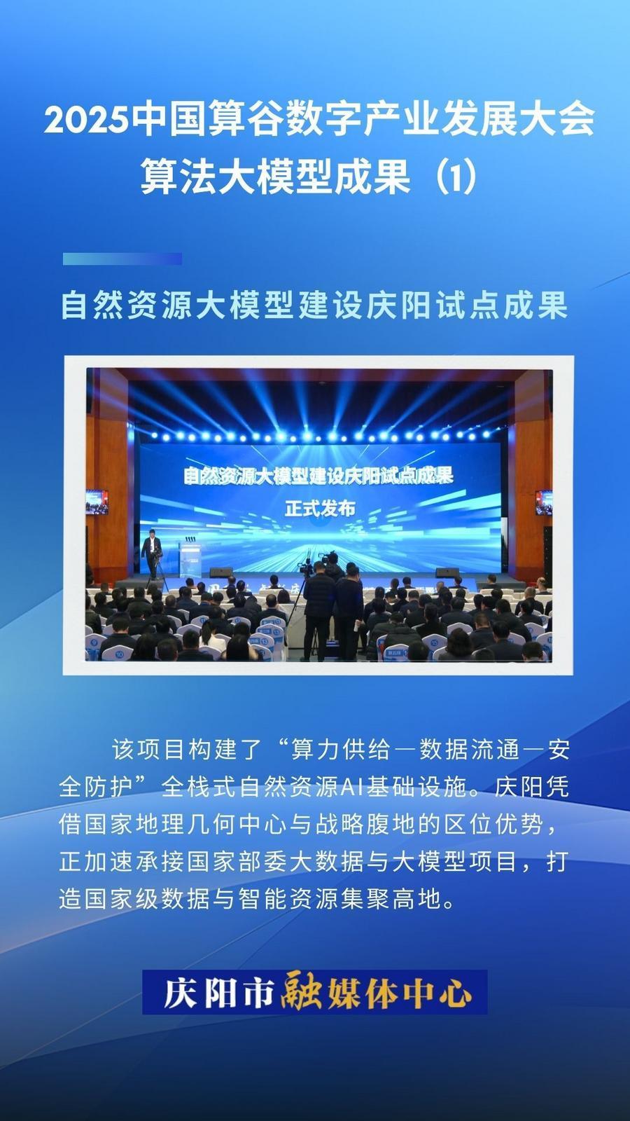 2025中國算谷數(shù)字產(chǎn)業(yè)發(fā)展大會算法大模型成果(1)｜自然資源大模型建設慶陽試點成果